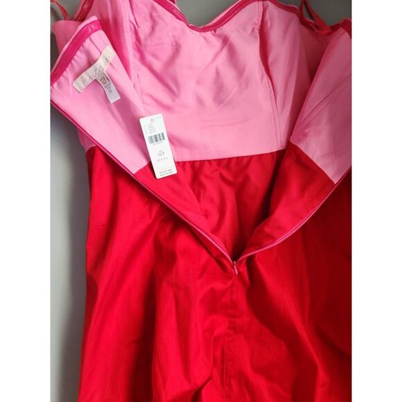 NWT Anthropologie Hutch Bow-Tie Maxi Dress Gown Sz 12P Petites Red/Pink #8G406 - Picture 7 of 10